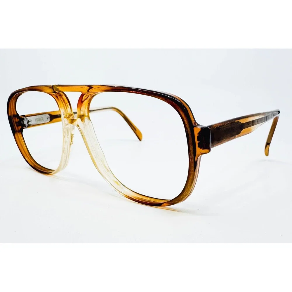 Safilo Elasta 1030 Eyeglass Frames Mens Brown Aviator Double Bridge Italy 56-16